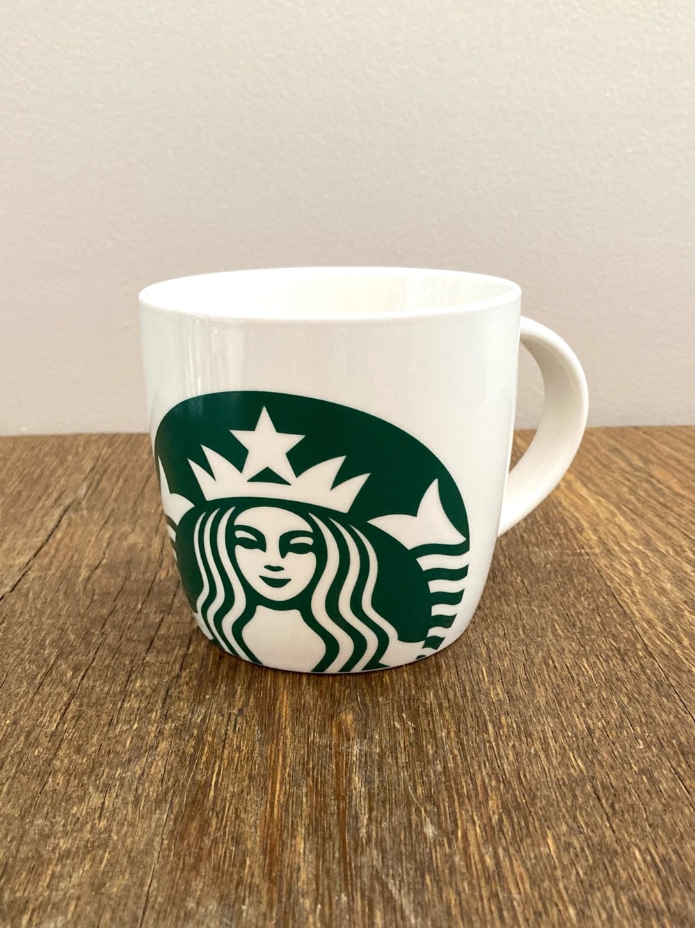 Starbucks White Ceramic 14 oz Coffee Mug with Large Green Siren Logo